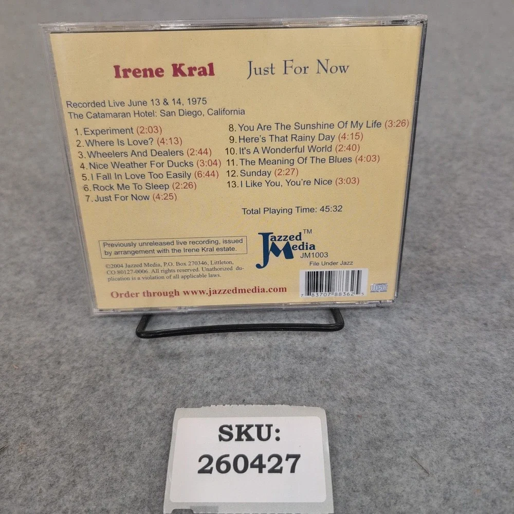 Irene Kral Just For Now Live 1975 Jazzed Media JM1003 Jazz Vocal CD - Picture 2 of 2